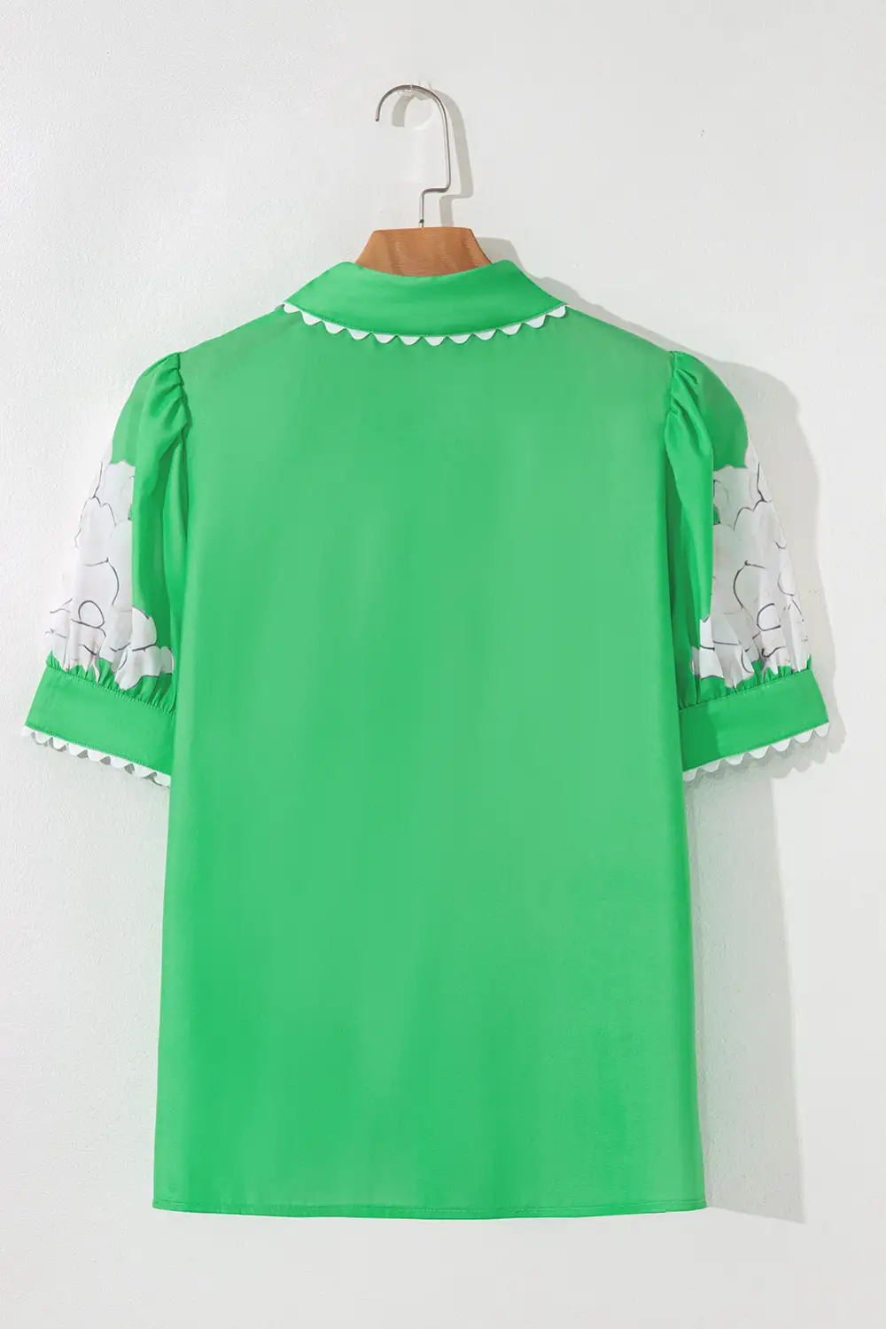 Floral Puff Sleeve Short Sleeve Shirt Blouse