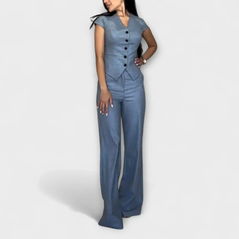 V-Neck Check Pattern Casual Dress