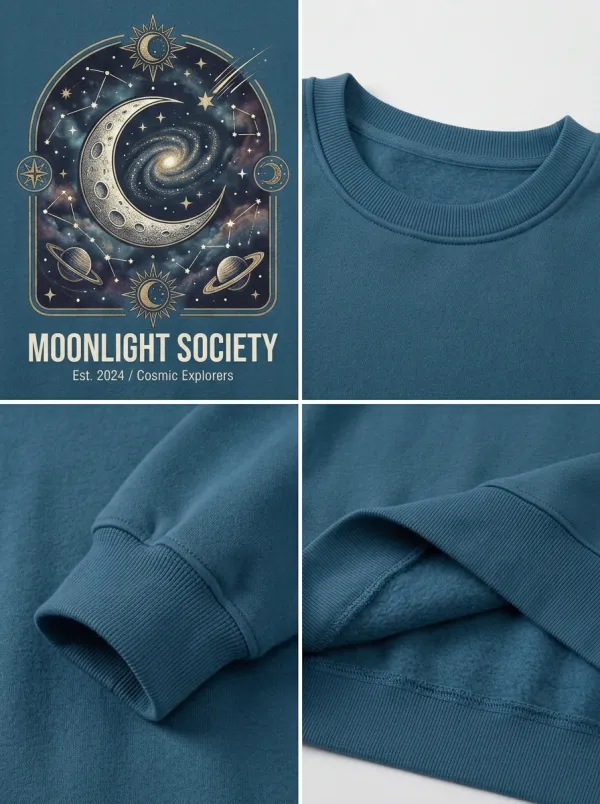 Women's Moonlight Society Celestial Galaxy Moon Printed T-shirt