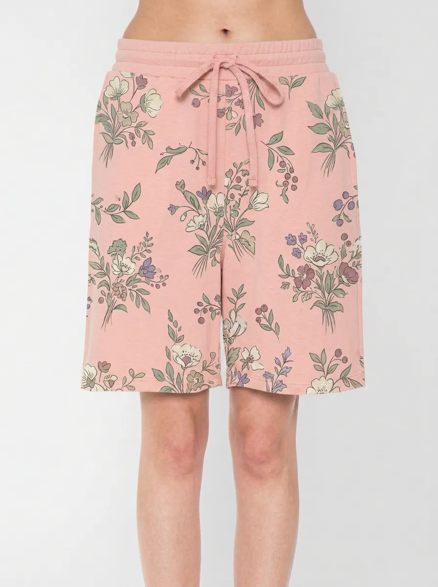 Women's Floral Botanical Grey Printed Lounge Shorts
