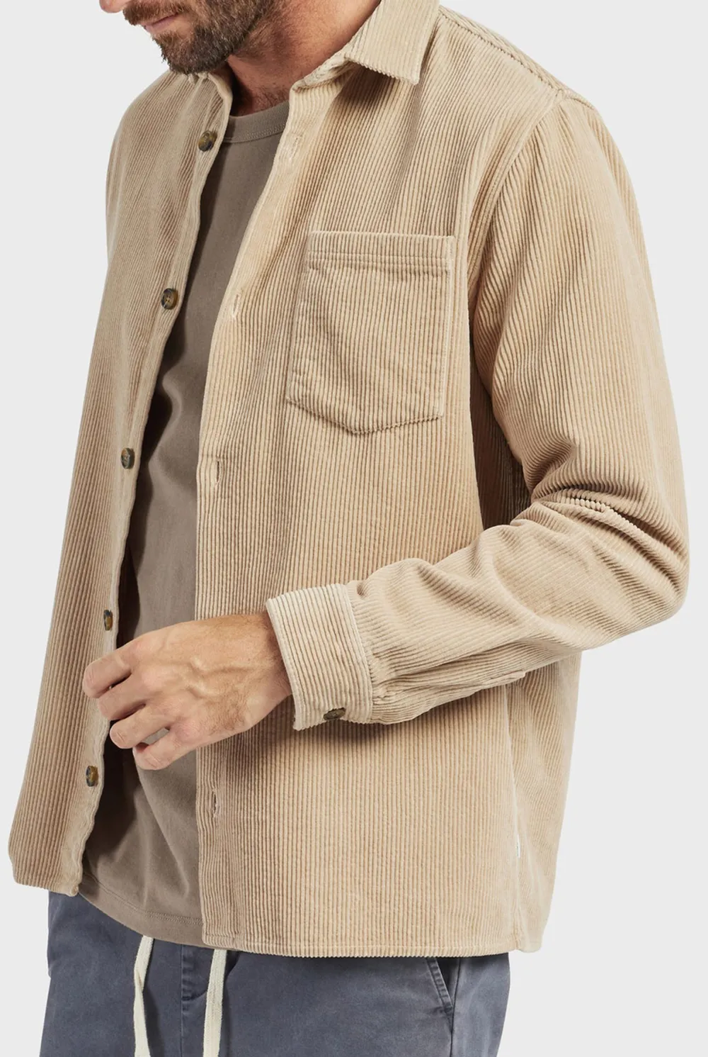Cotton Cord Overshirt-Navy