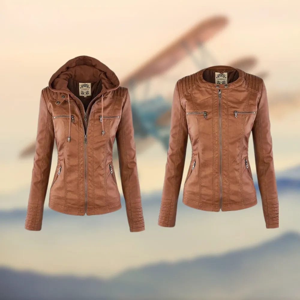 Leather Zip Front Jacket