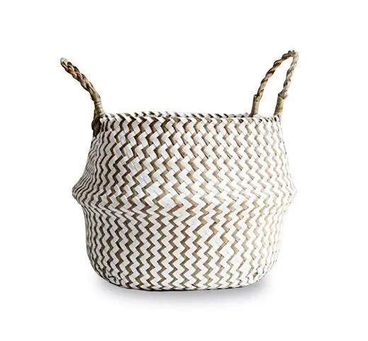 Space-Saving Woven Seagrass Laundry Basket
