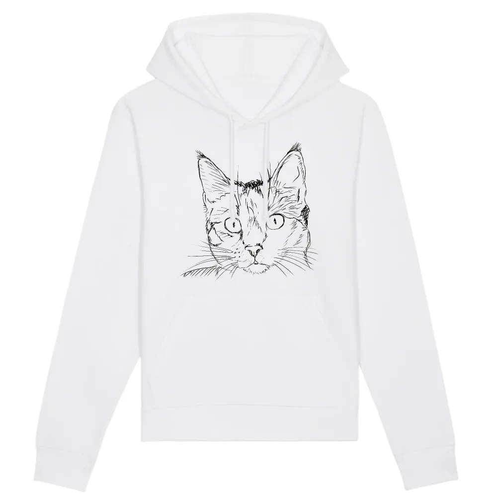 Sketch Cat Graphic Pullover Hoodie