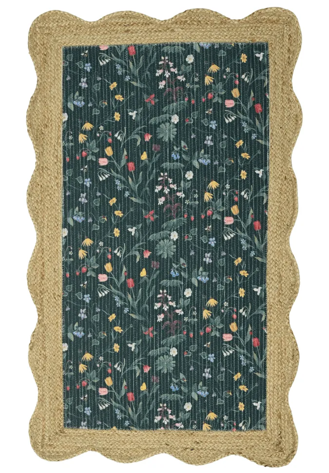 Flatweave Floral Jute Area Rug
