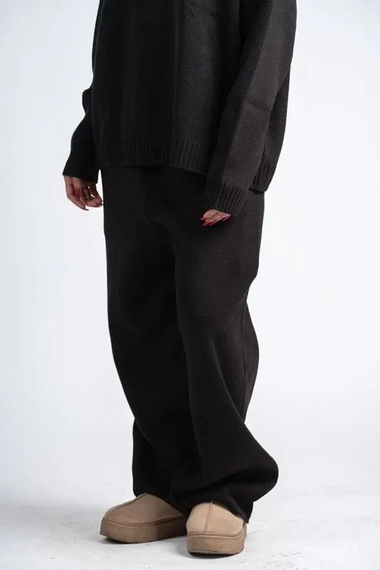 Black Relaxed Knit Lounge Pants