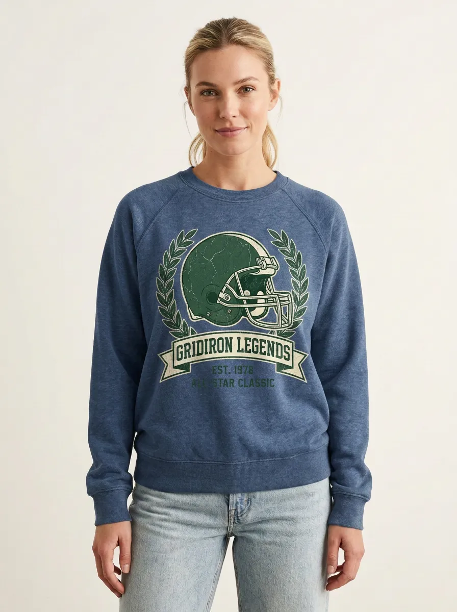Everyday Women's Football Fan Gridiron Legends Helmet Printed Sweatshirt