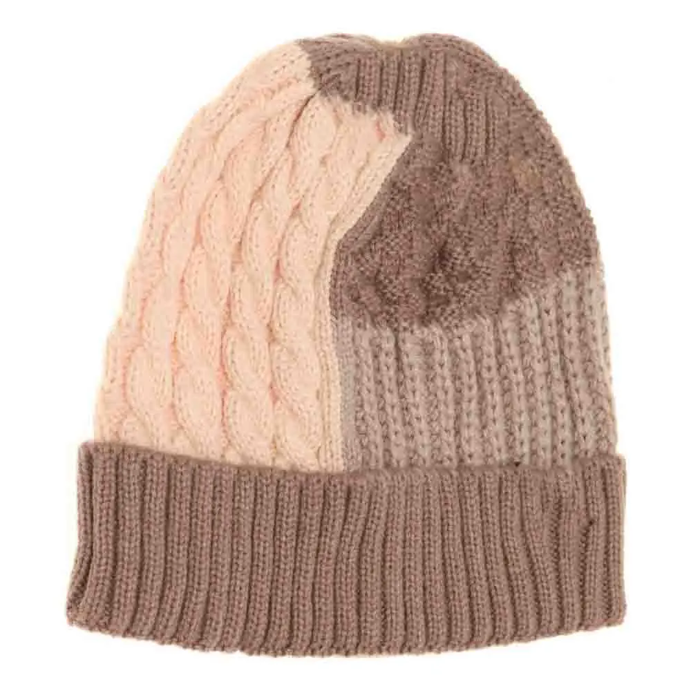 Tri-color Cuff Beanie