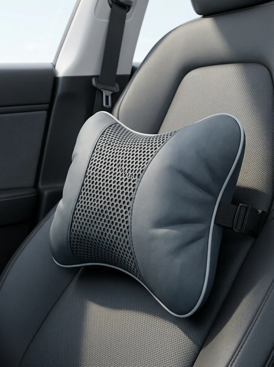 Neck-Support Mesh Leather-Look Car Neck Support Pillow