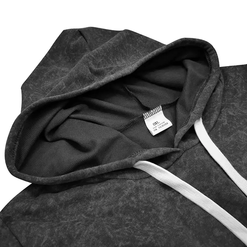 Drawstring Pocketed Long-Sleeve Textured Hoodie