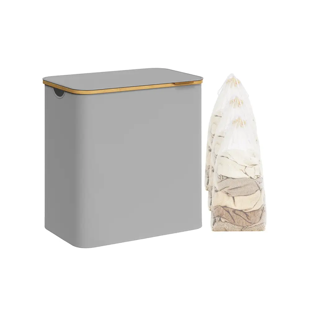 Everyday Triple Compartment Lidded Divided Laundry Storage Basket