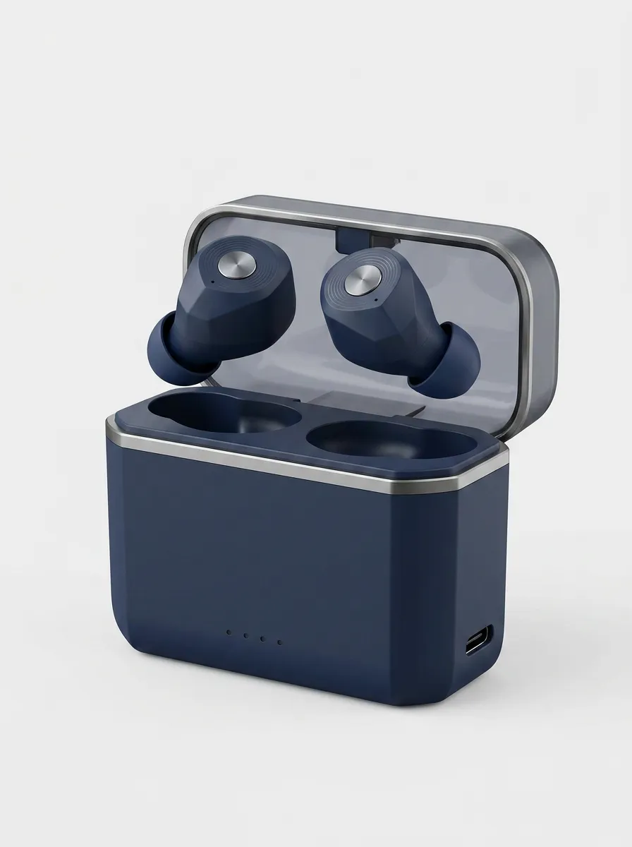 Unisex Tech Enthusiast Navy Blue Wireless Printed Earbuds