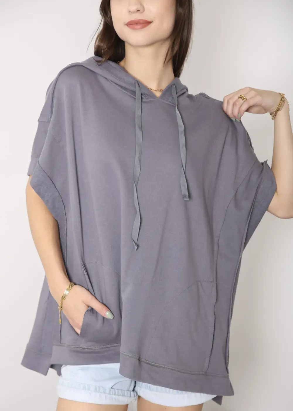 Relaxed Everyday Short-Sleeve Hoodie