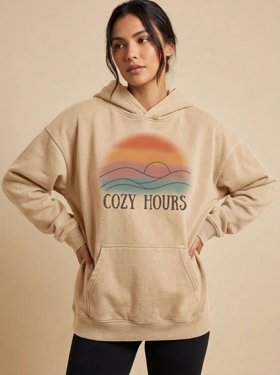 Cozy Hours Sunset Landscape Hoodie