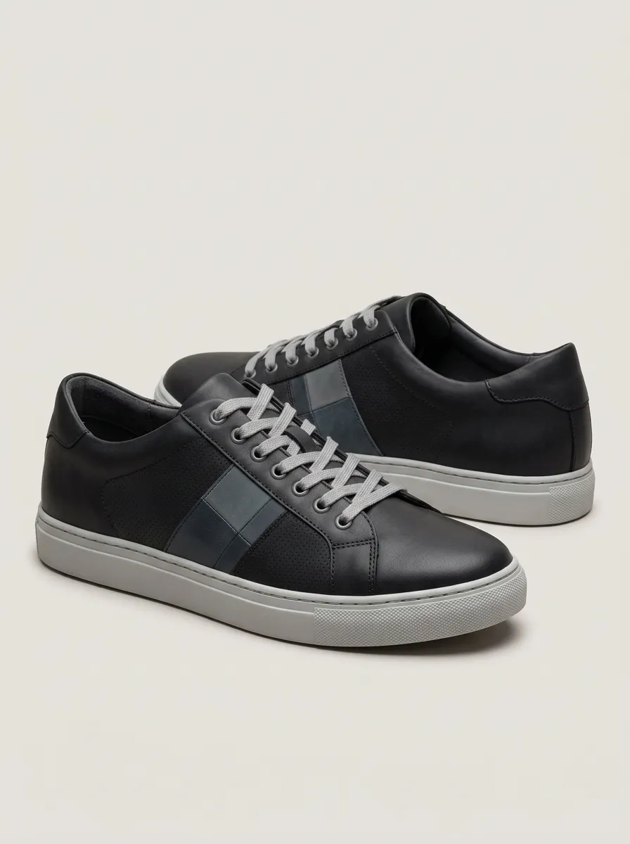 Men's Minimalist Perforated Stripe Printed Casual Shoes