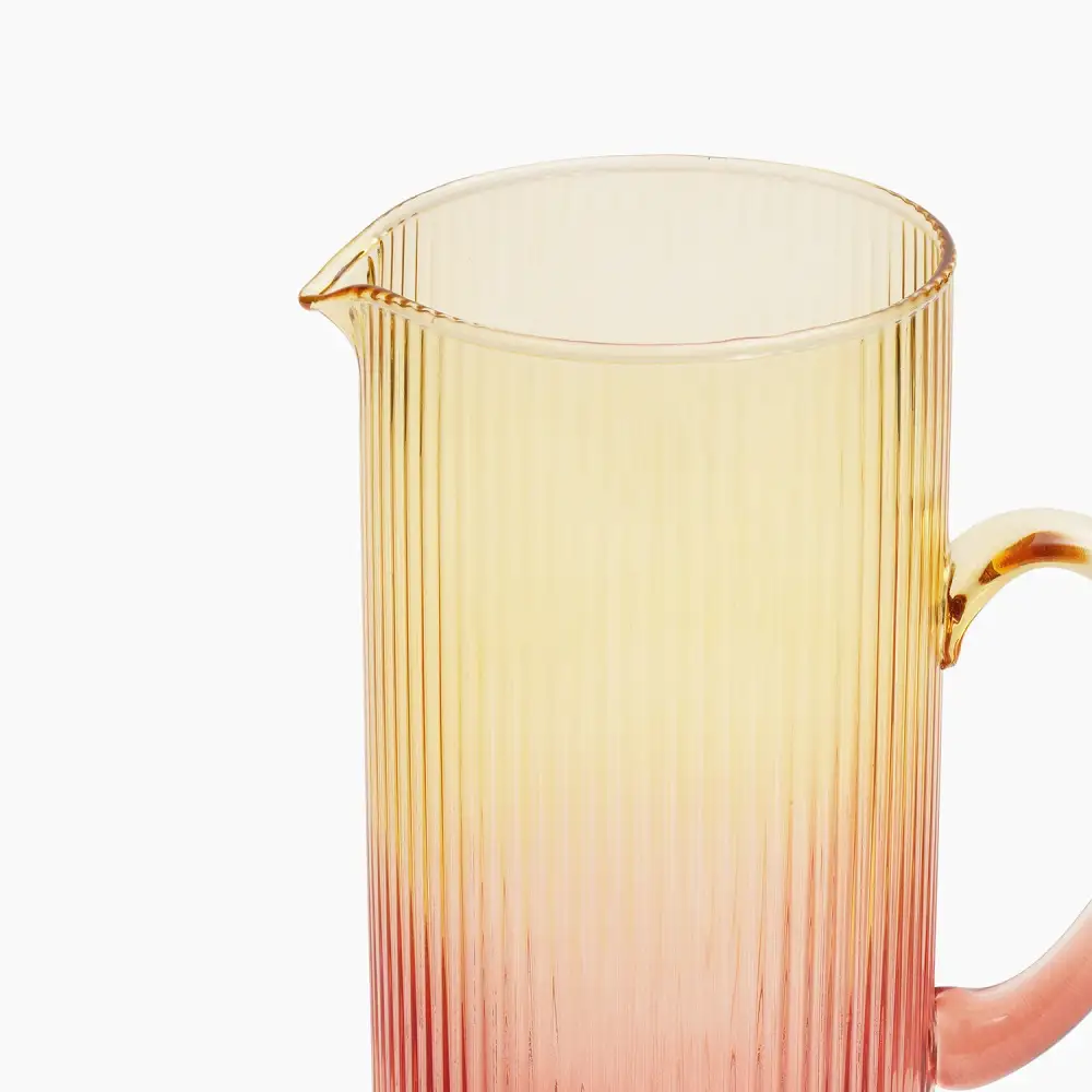 Linear Textured Glass Pitcher