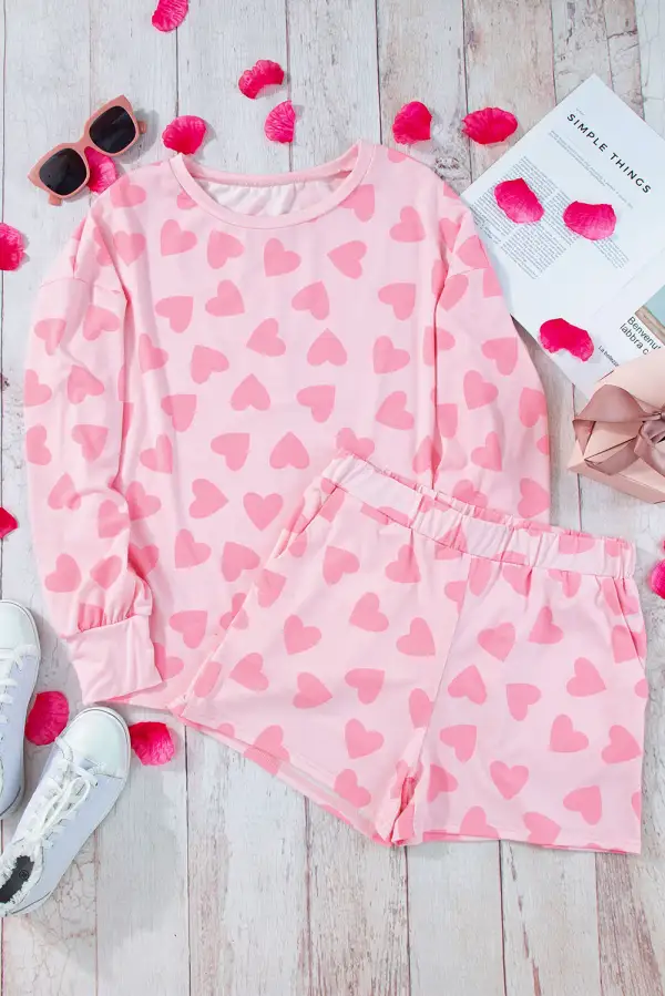 Print Long Relaxed Shorts Lounge Set Edit