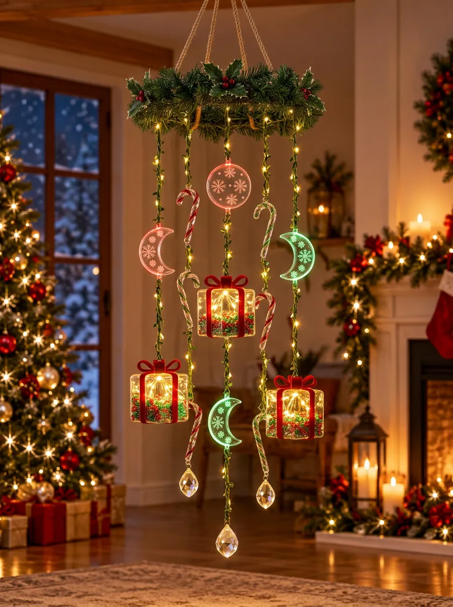 Snowflake Candy Cane & Gift Box LED Christmas String Lights