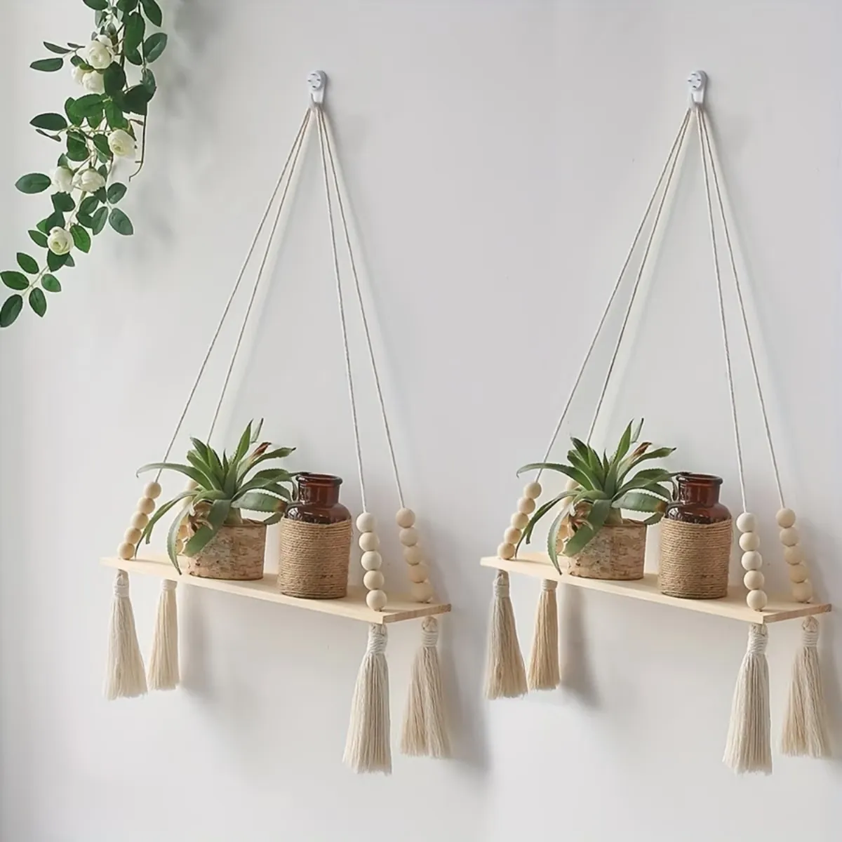 Boho Hanging Wall Plant Shelf