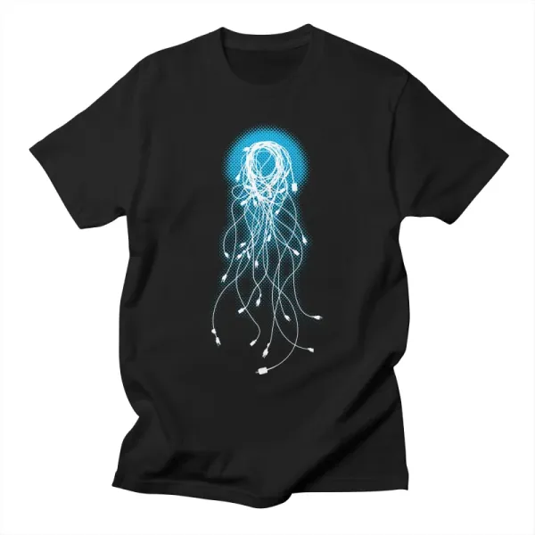 Luminous Art Jellyfish Print Short Sleeves