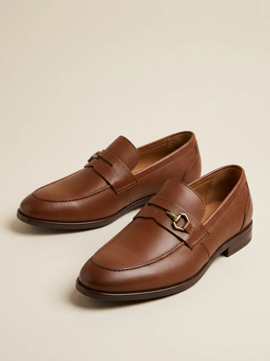 Men's Classic Business Leather Metal Buckle Loafers