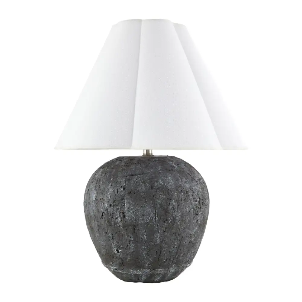 Rounded Modern Cement Linen Stone Table Lamp