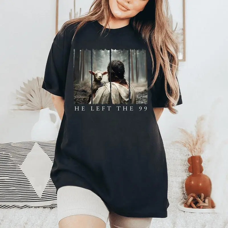 Popular He Left The 99 Jesus Cool Christian Scripture Bible Women's Oversized Comfort T-Shirt