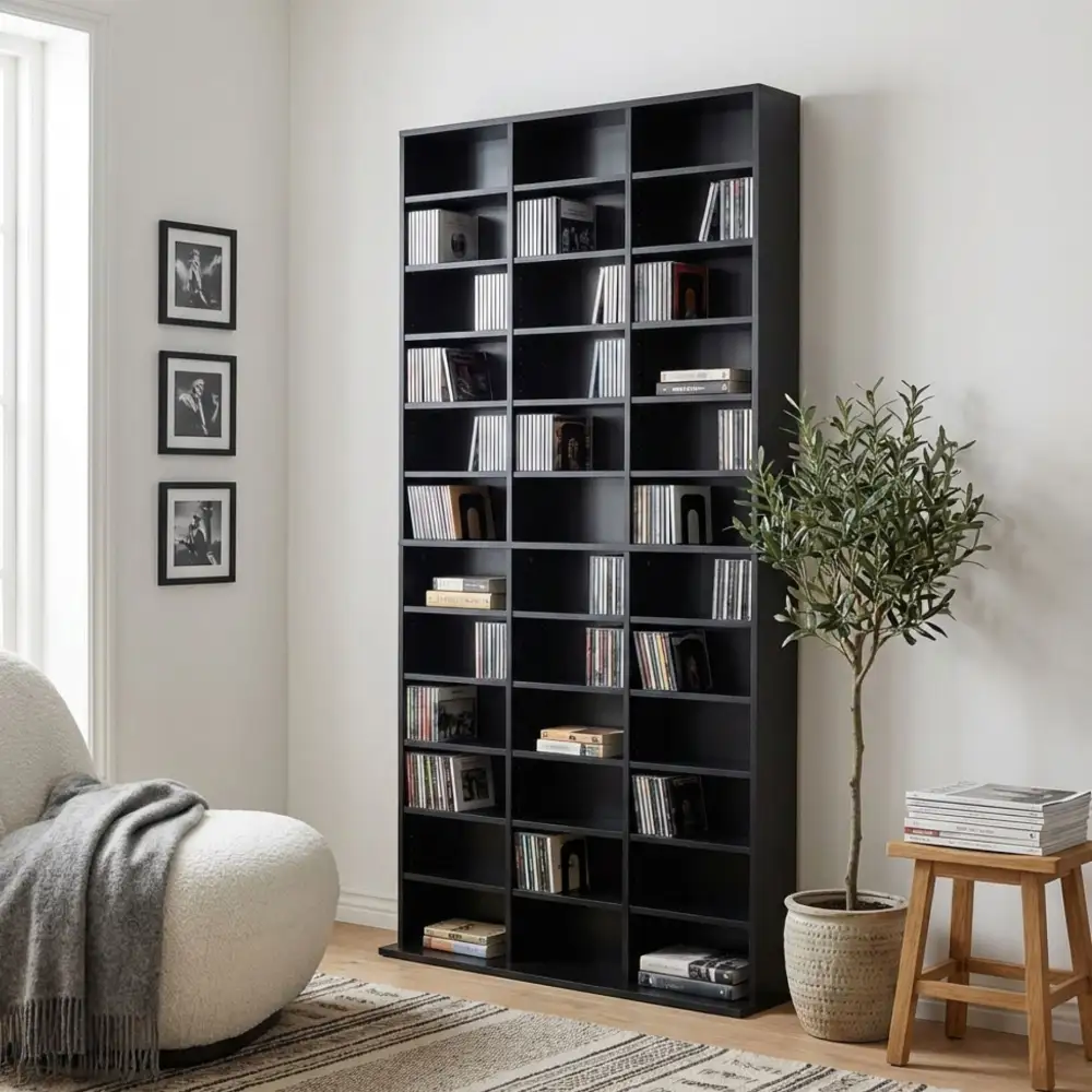 Adaptable Media Storage Shelf