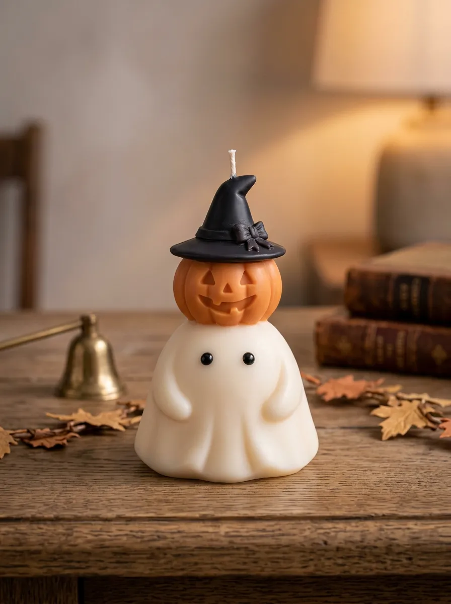 Halloween Pumpkin Ghost Witch Hat Shaped Candle