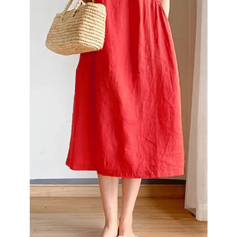 Full Size Casual Round Neck Midi Dress Plus Size