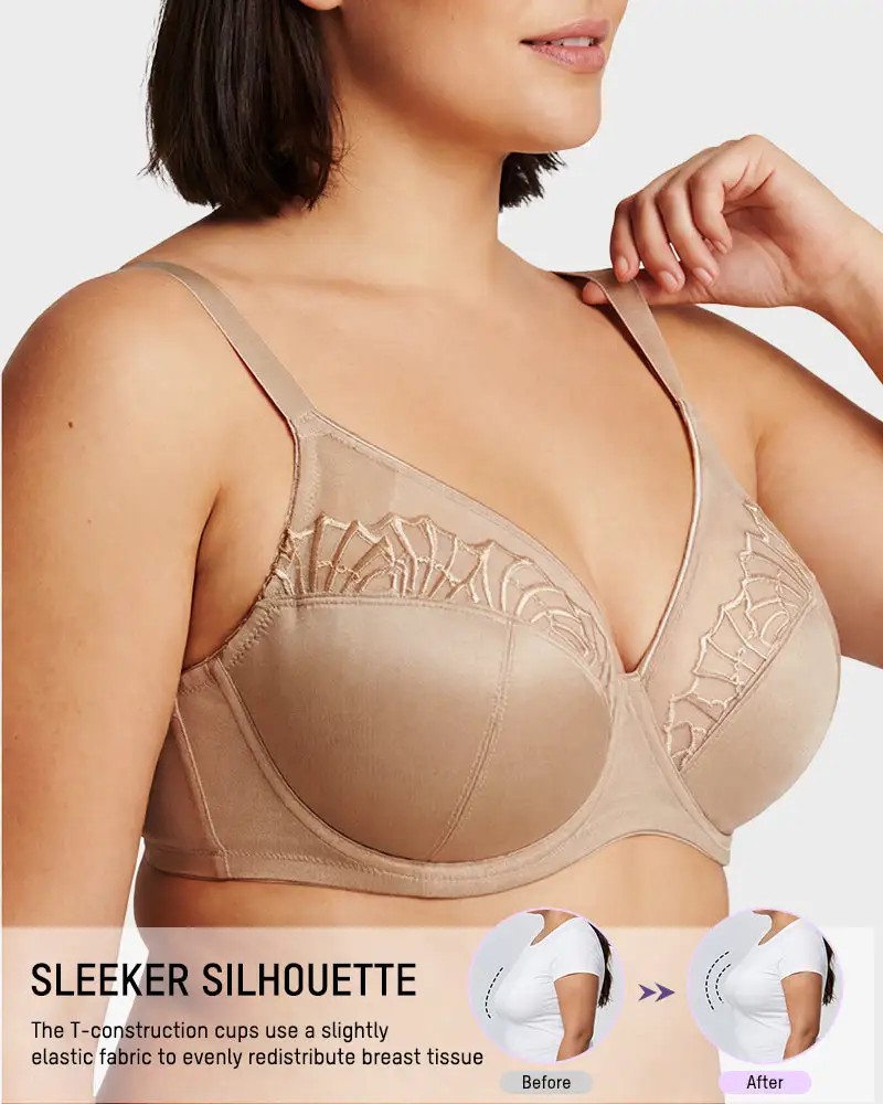 Plus-Size Pearl Shimmer Lace Minimizer Bra