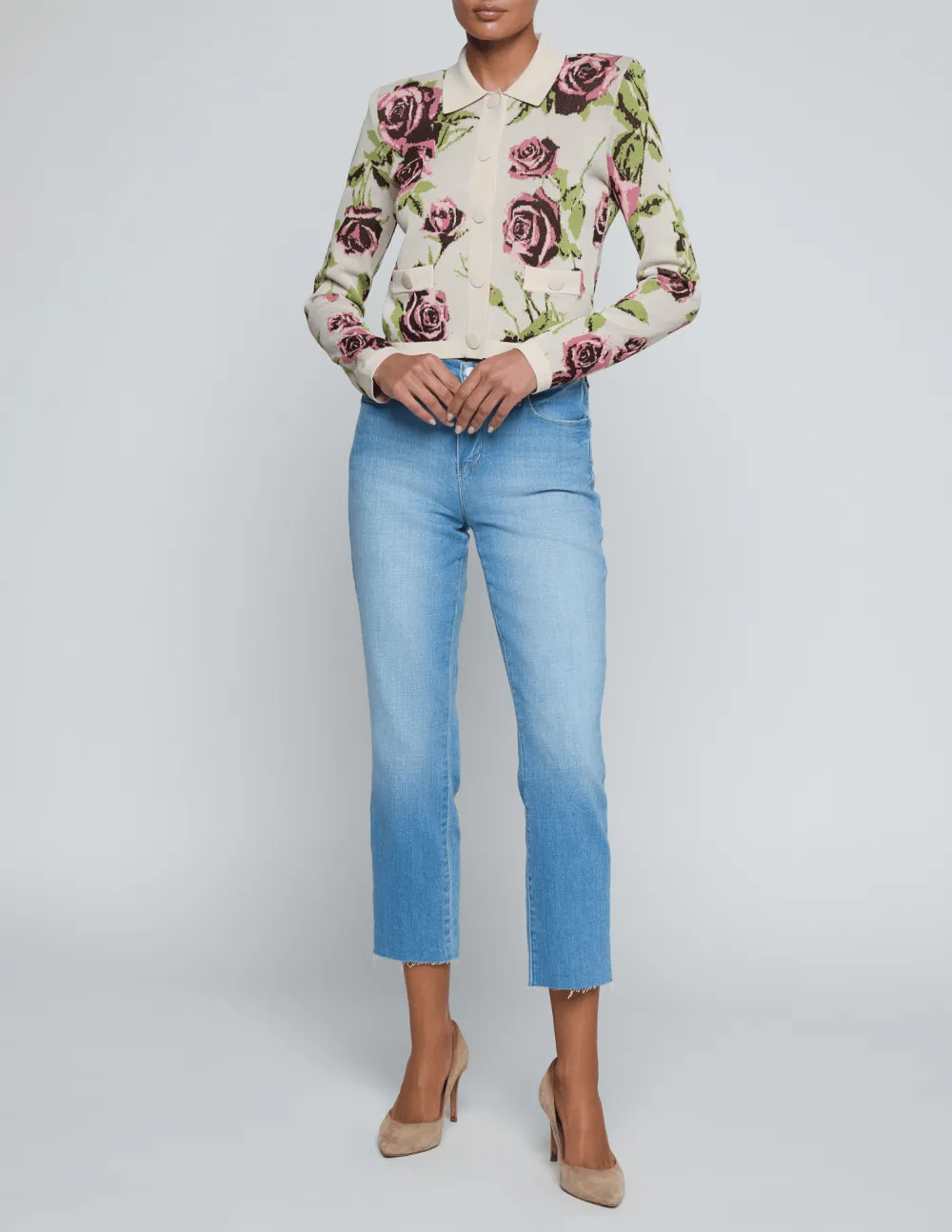 Silk-Blend Viscose-Blend Button-Front Cropped Cardigan