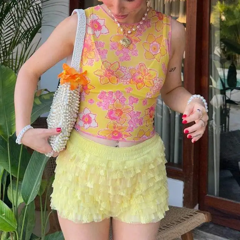 High-Waist Lace Shorts
