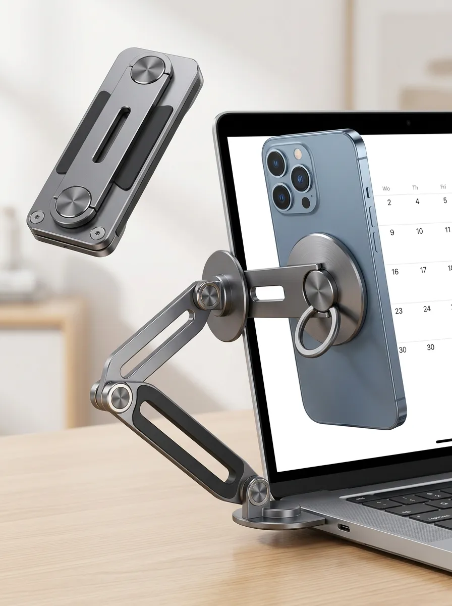 Magnetic Foldable Phone Holder Laptop Side Mount