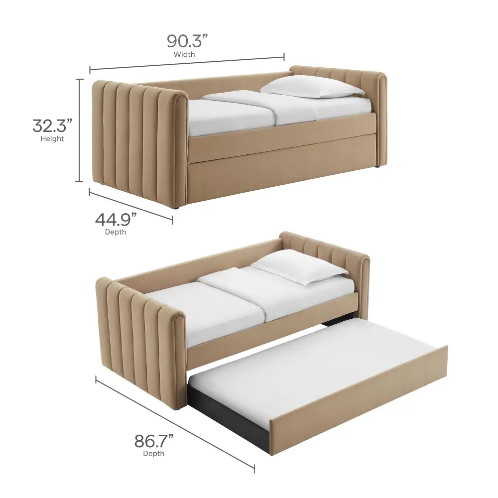 Channel Tufted Performance Velvet Daybed with Trundle