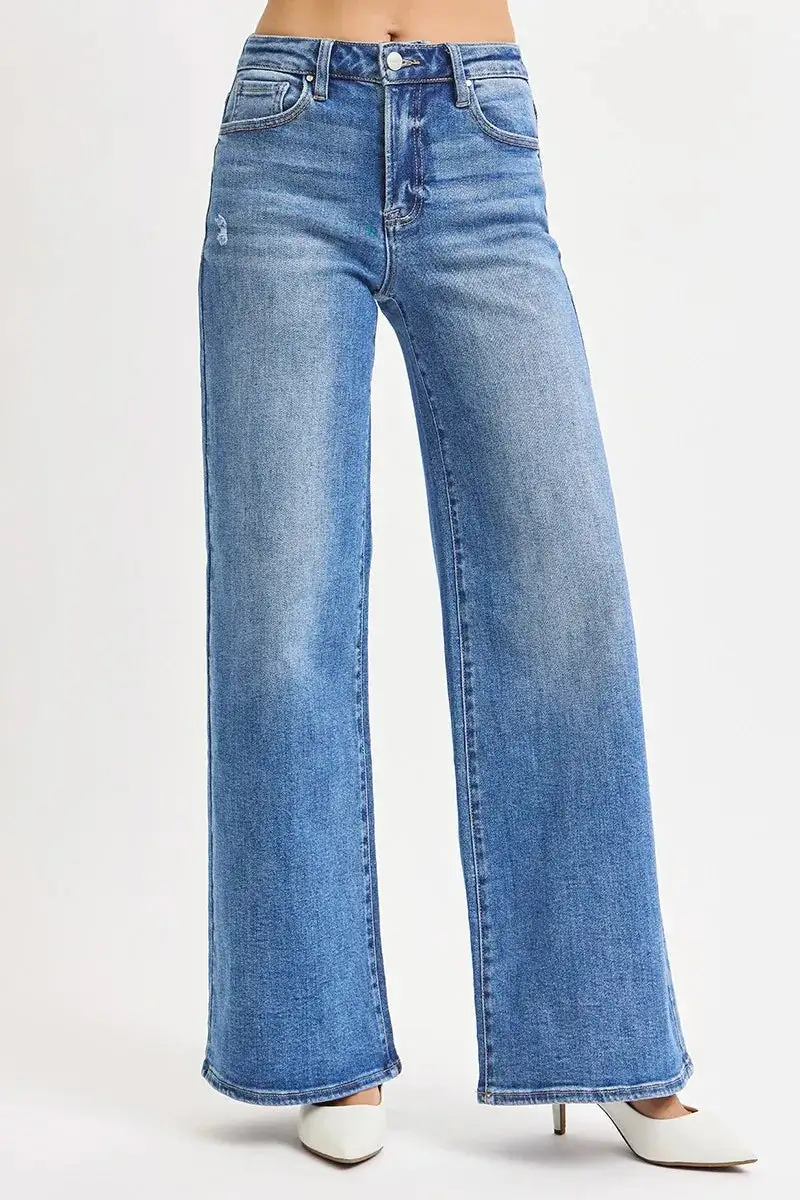 Everyday High Waist High Rise Wide Leg Jeans