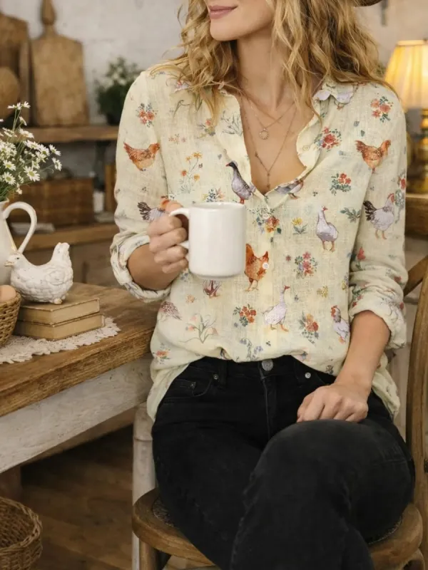 Cottagecore Farm Print Shirt