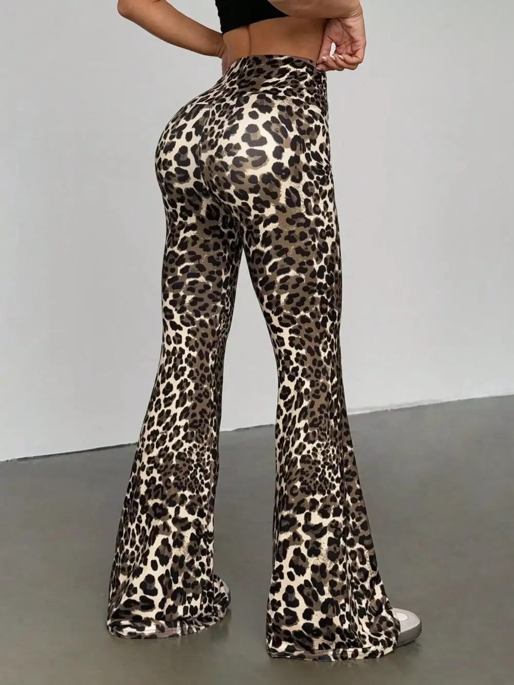 Animal Print High Waist Flared Casual Pants