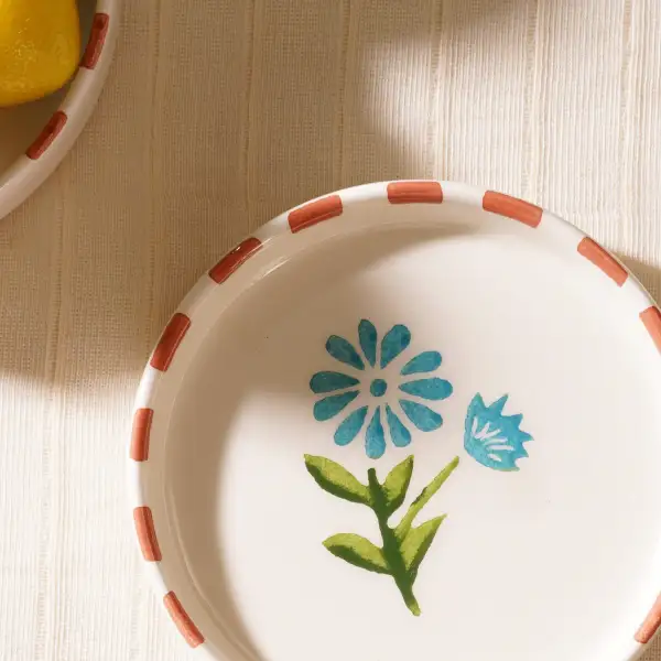 Orange Blue Painted Coaster Pair