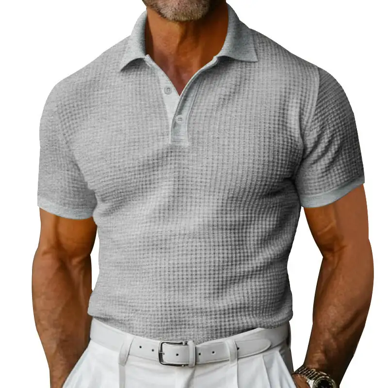 Waffle Texture Pique Fitted Polo Shirt