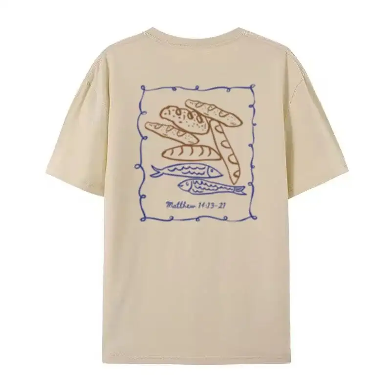 Fish Back Print Cotton T-Shirt
