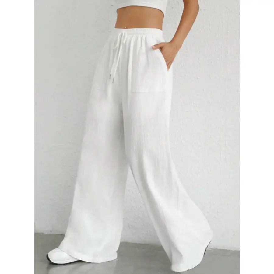 Relaxed Drawstring Wide Leg Pants
