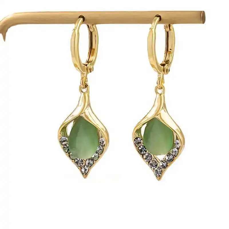 Women's Tulip Petal Opal Zircon Drop Earring