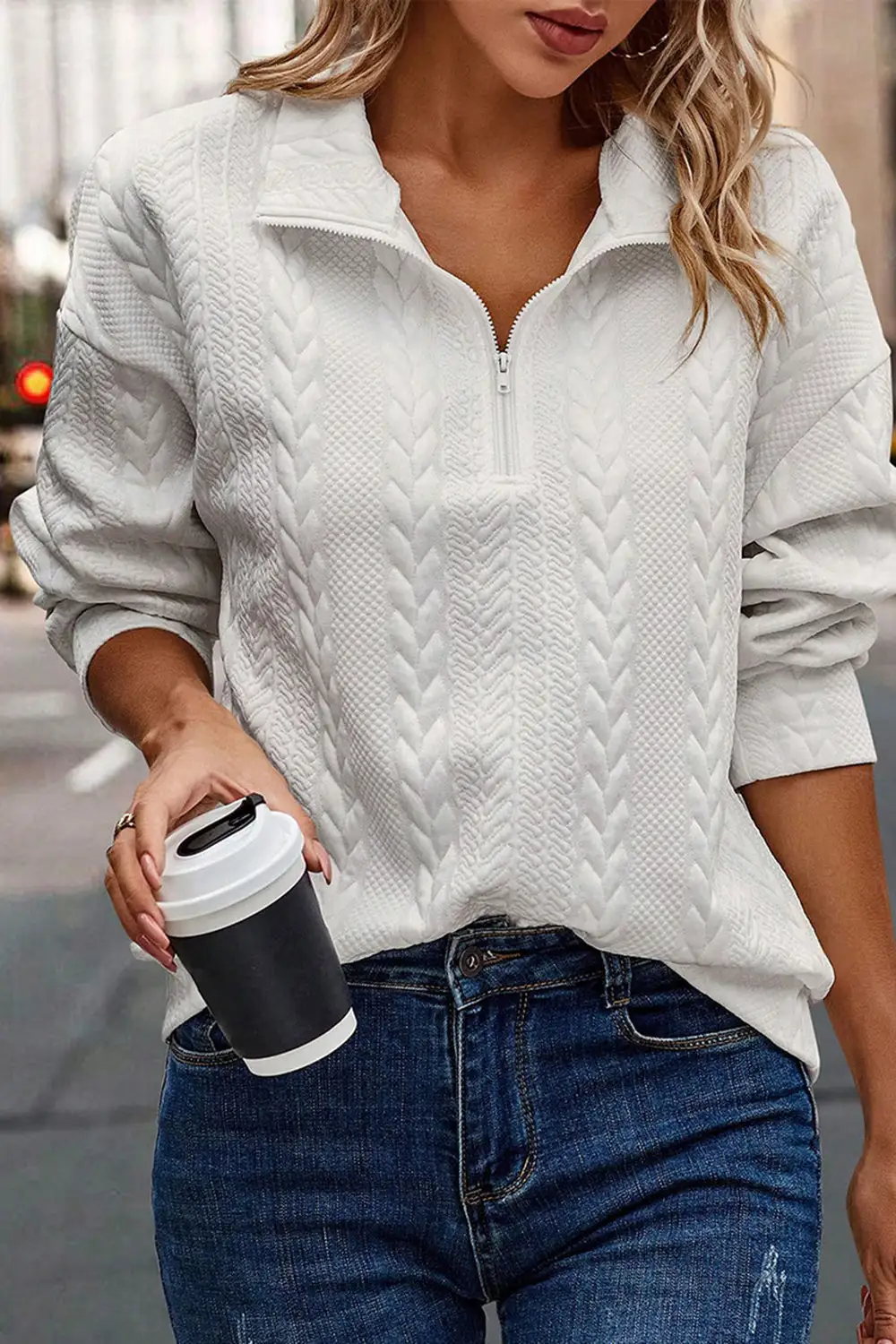 Modern Half-Zip Drop Shoulder Sweatshirt