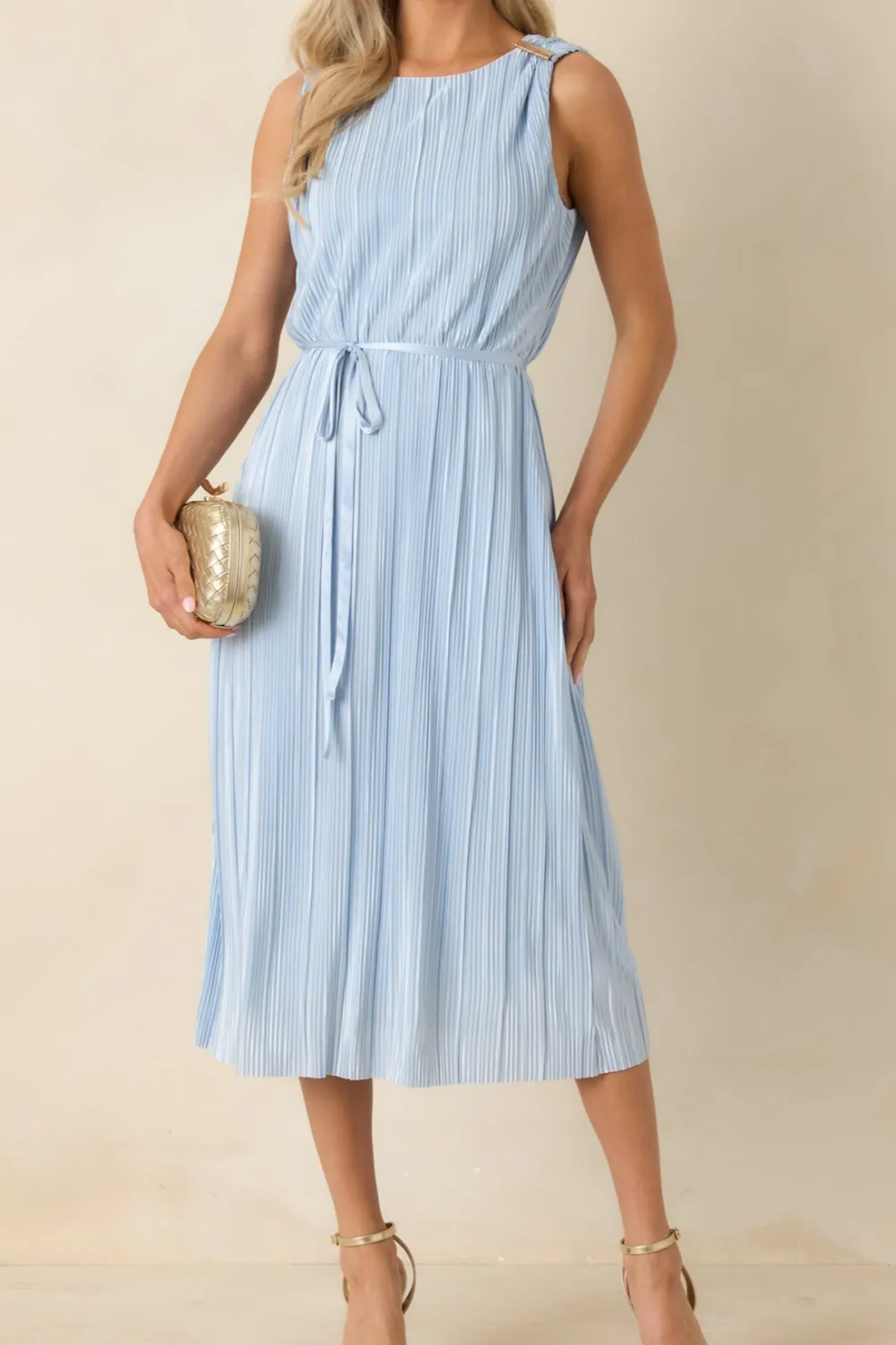 Pleated Afterglow Midi Dress