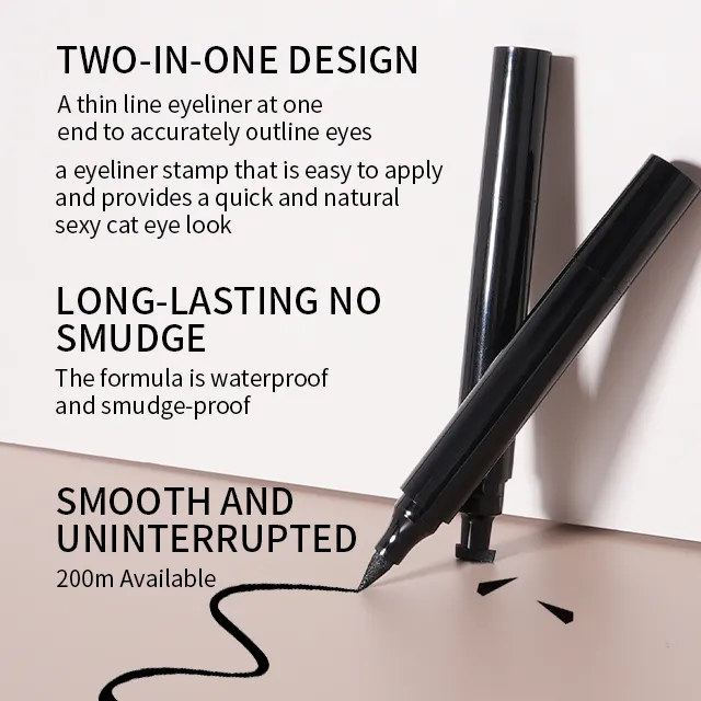 Double Head Eyeliner Wing Stamp Waterproof Long Lasting Liquid Stamp Seal Eyeliner Pen