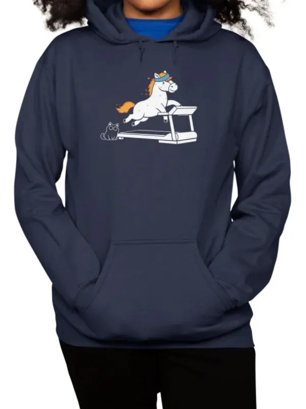 Cartoon Horse Gym Printed Hoodie