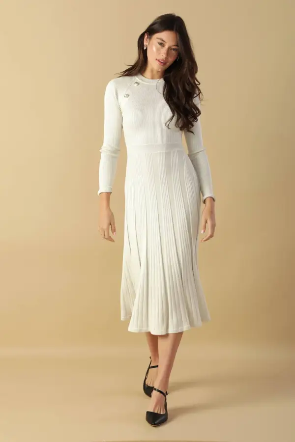 Long-Sleeve Knit Midi Dress