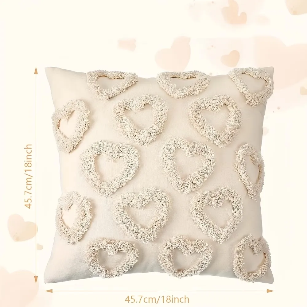 2 Pcs Heart-Patterned Throw Pillow