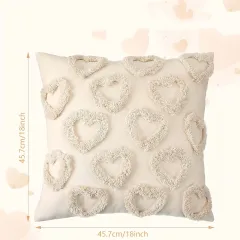 2 Pcs Heart-Patterned Throw Pillow